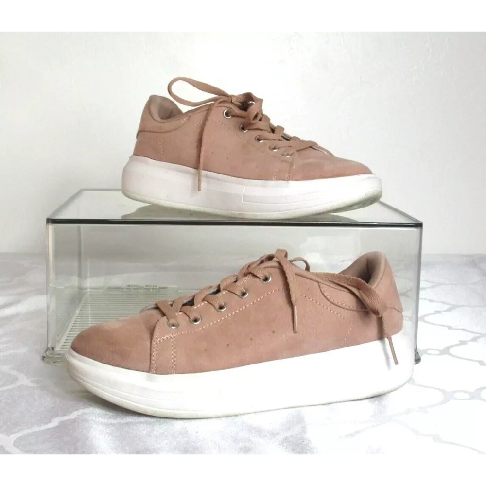 Arizona Jean Co Flat Shoes Women Size 9M Blush Textile Lace Up Low Top Round Toe